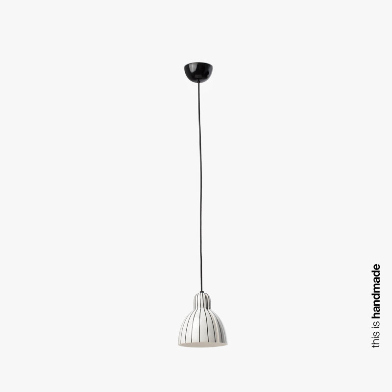 Venice 200 Stripes Pendant, 7.75" H x 76.3" W x 6.3" D, White/Gloss Black