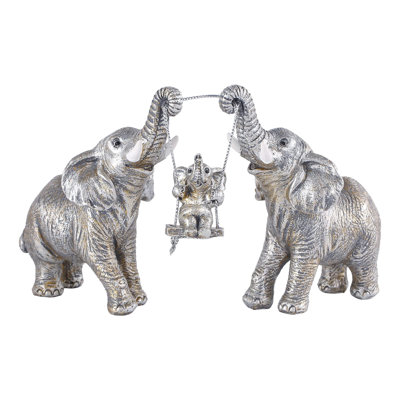 Elephant Statue.Silver Elephant Decor For Gifts.Elephant Figurines Brings Good Luck.Decoration Ornaments For Living Room,Table Centerpiece, Shelf, Office Decor (Silver)