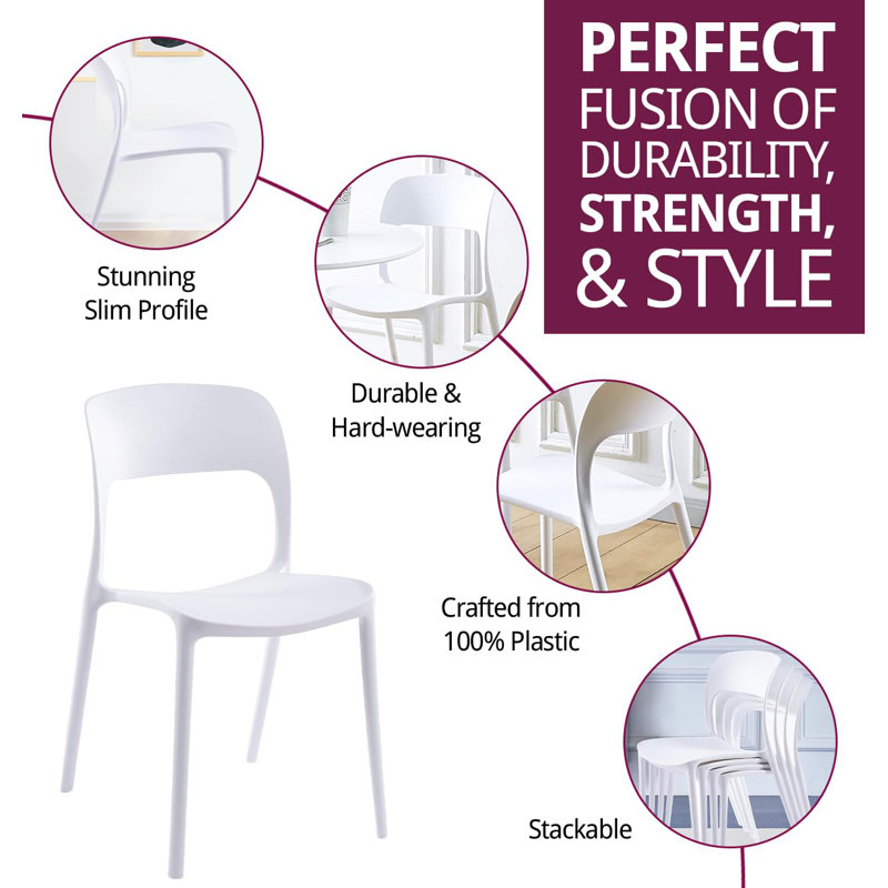 Stoker Stackable Plastic Chairs (CHA201) X 4, White