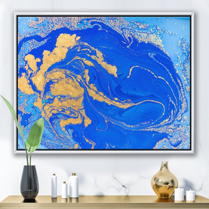 Marbré texture ondulée III - reproduction d'art sur toile, Toile blanche encadrée, H 36 po x l 46 po x 1,5 po