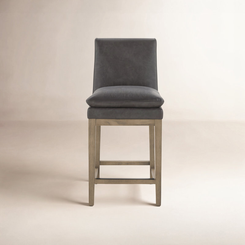 Bethea Faux Leather Upholstered Counter Stool, Copley Slate