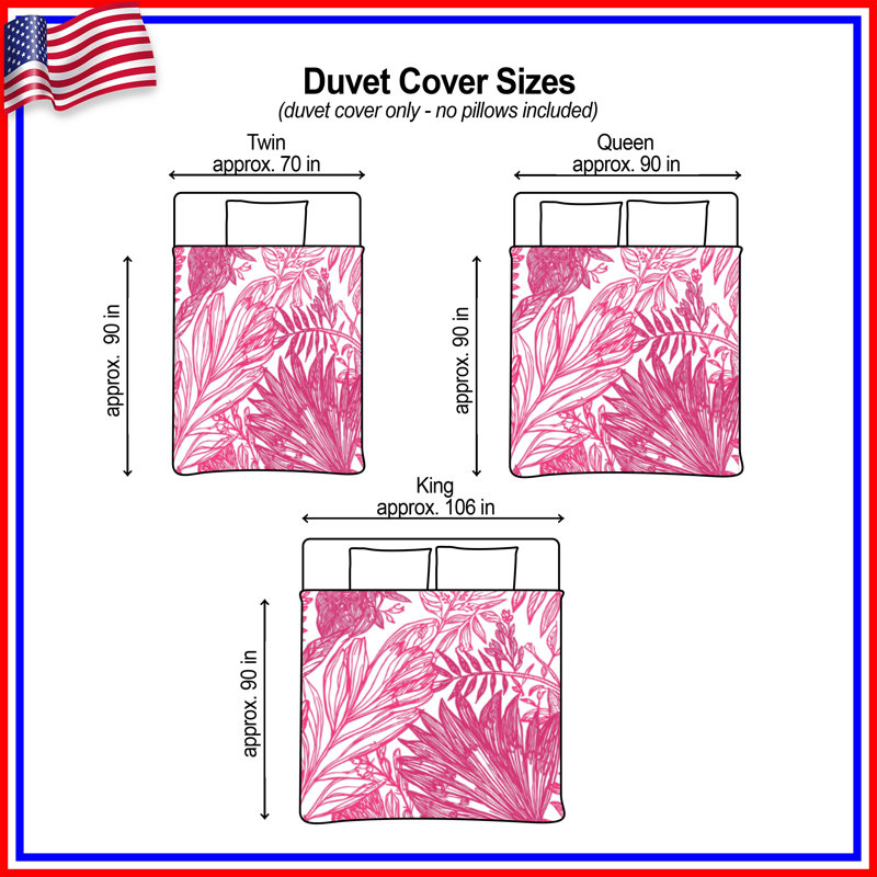 Pink Floral Line Art Duvet Covers, Twin