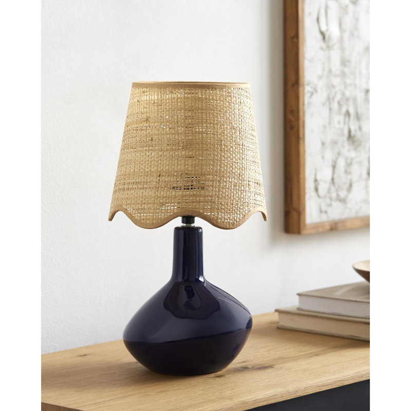 Lampe de table d'appoint, Brun clair, Bleu marine