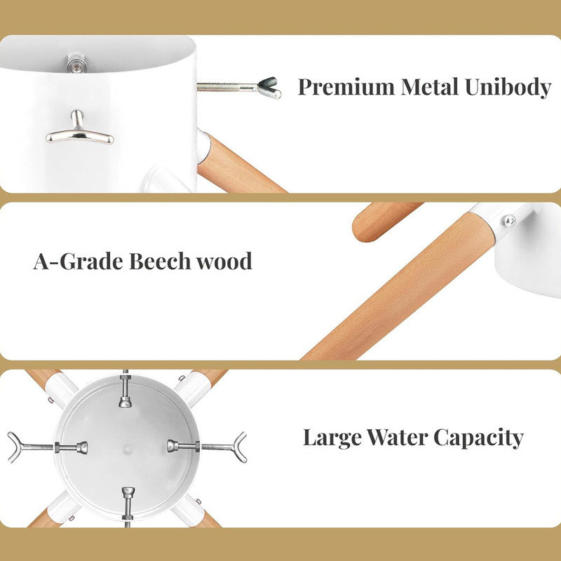 White Metal and Beech Wood Christmas Tree Stand for 10ft Trees