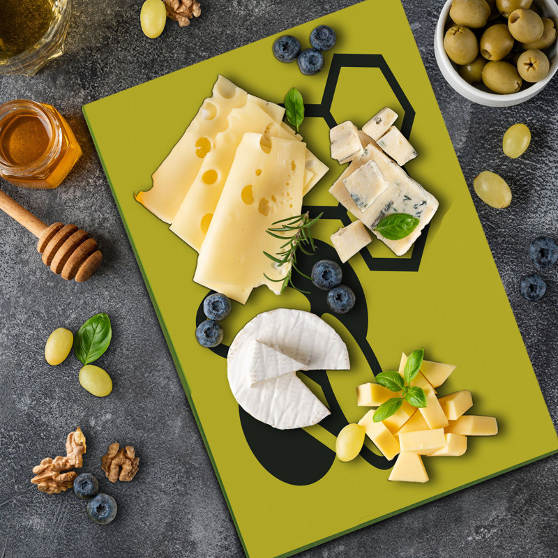 Ambesonne Honeycomb Cutting Board Large Size Hexagons with Bee Simple Yellow and Black