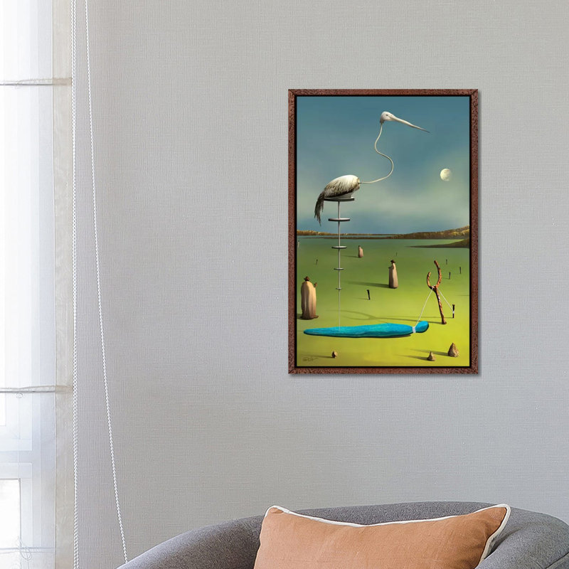 A Garça (The Crane) by Marcel Caram - Print on Canvas, Classic Brown Wood Framed, 66.04 cm H x 45.72 cm W