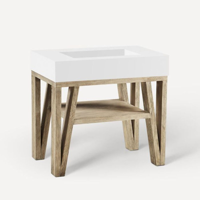 Ensemble de meuble-lavabo simple 36 po Bodo, Chêne brûlé clair