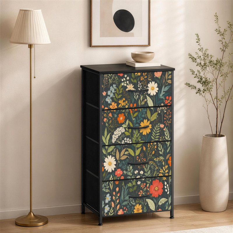 Commode à 4 tiroirs pour chambre à coucher colorée Wildflower