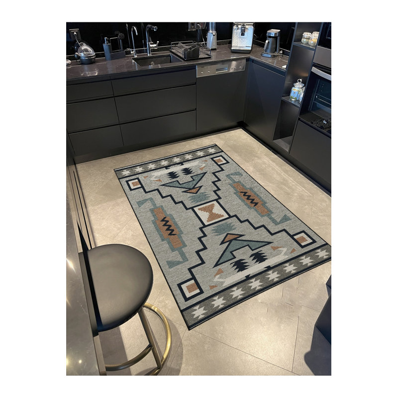 Tapis gris tissé traditionnel Mosso, 3'3" x 9'10"