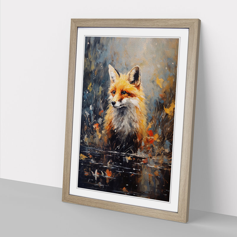 Fox Impressionism - Framed Print, Oak Framed, 46cm H x 34cm W