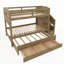 Lit superposé avec lit gigogne et trois tiroirs de rangement, escalier de rangement et garde-robe-128949016