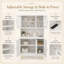 Armoire de garde-manger avec station de charge - Armoire de rangement multi-scène de 68 po pour la cuisine, le café, la salle à manger | Tablettes réglables et portes à fermeture douce, blanc