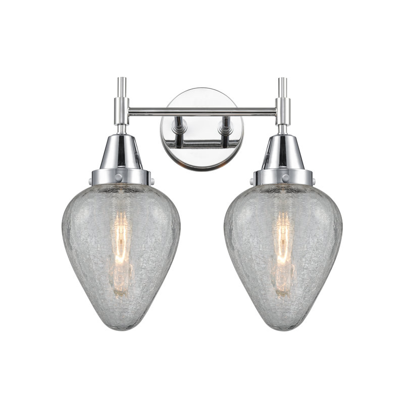 Éclairage pour meuble-lavabo à 2 lumières à intensité variable Gayle, Blanc mat, Chrome poli, Ampoule DEL rétro 4 watts