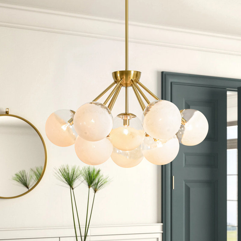 Lustre à bulles 10 lumières à intensité variable AstralGlow, Laiton poli