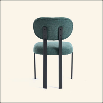 Ensemble de 2 chaises de salle à manger modernes rembourrées avec pieds en métal noir Boucle