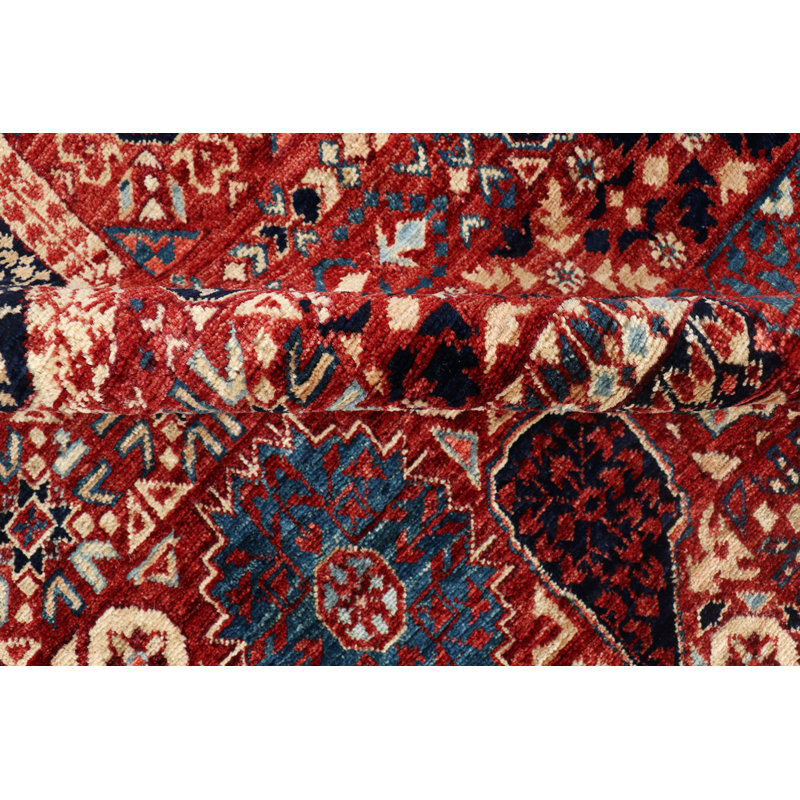 Hand-Knotted High-Quality Red/Blue/Beige Area Rug