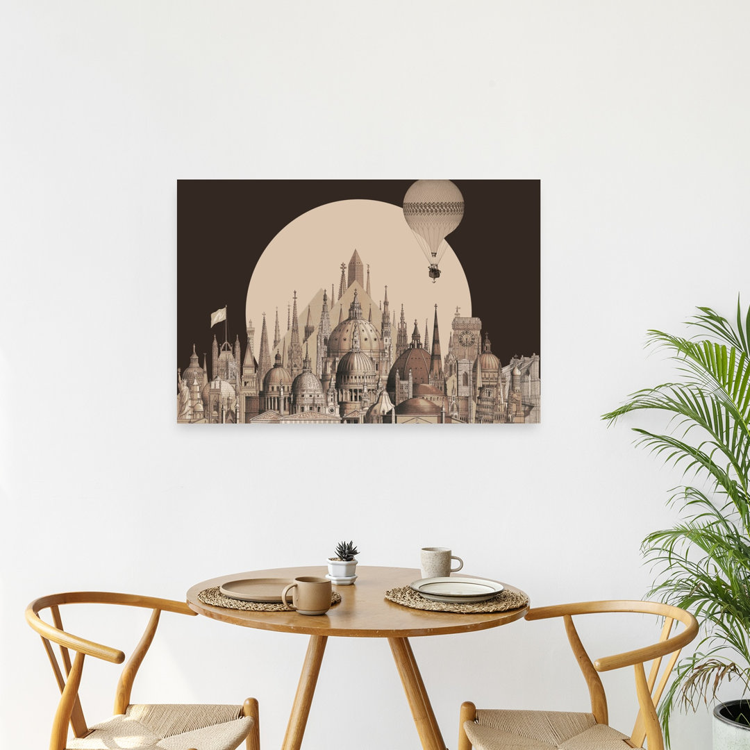 Global Architectural Fantasy Classic Vintage Abstract Architecture City Wall Art Print