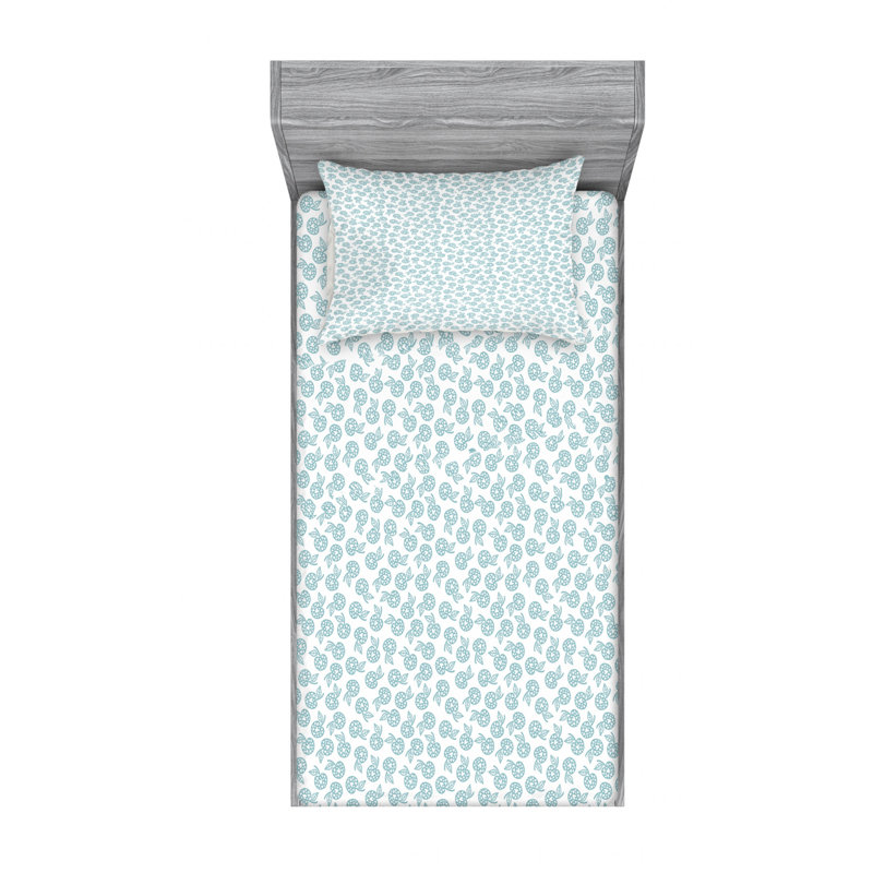 Scandinavian Microfiber Patterned Fitted Sheet, Twin XL Fitted Sheet with 1 Pillowcase