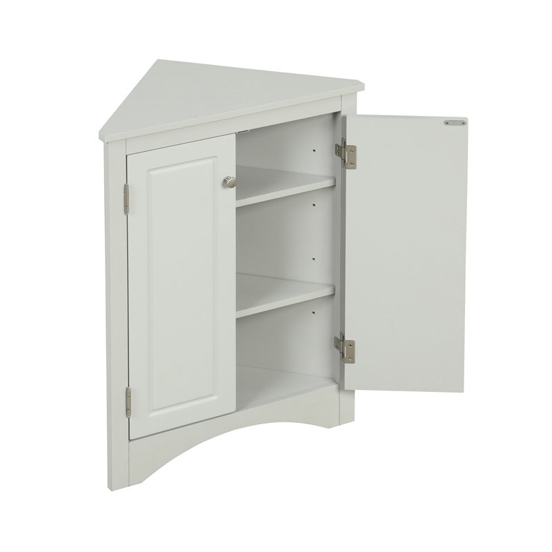 Grey Triangle Bathroom Storage Cabinet With Adjustable Shelves, Freestanding Floor Cabinet For Home Kitchen, Gray