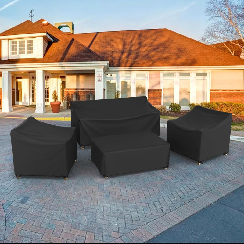 Waterproof Patio 4 Piece Set Covers for Outdoor Conversation Set, 30" H x 56" W x 30" D, Black