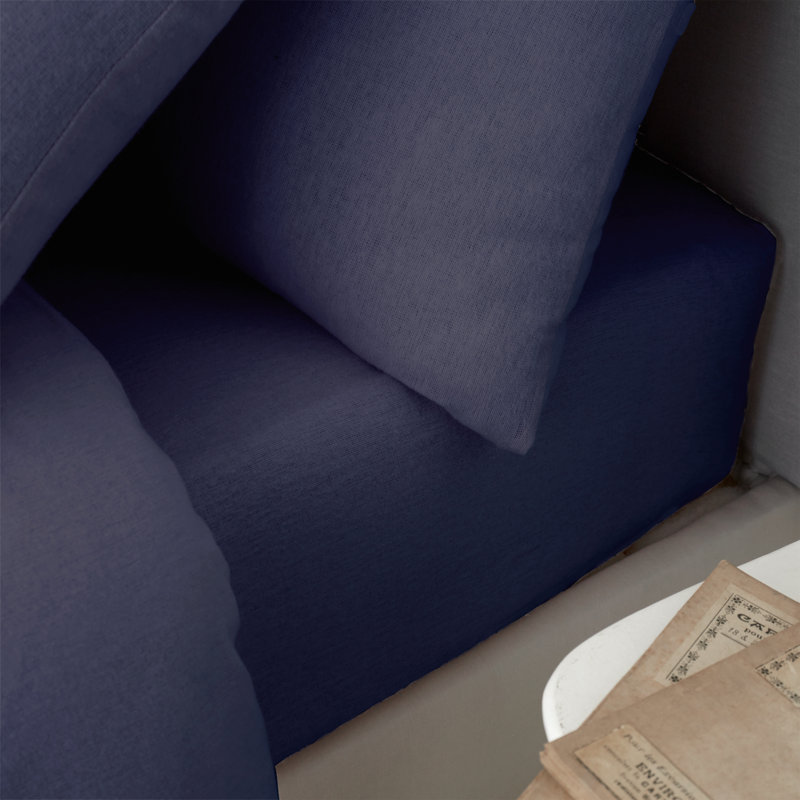 Brushed Cotton Fitted Sheet, Navy Blue, Super King (6')