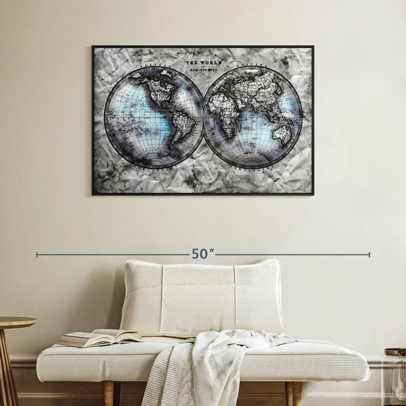 World Hemispheres Briscoe, 40 po x 27 po, Cadre flottant noir
