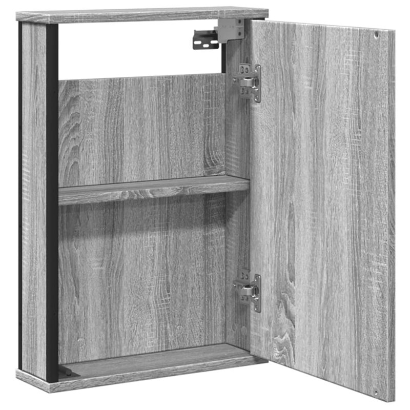Bathroom Mirror Cabinet Black 42X12x60 Cm Engineered Wood, Grey
