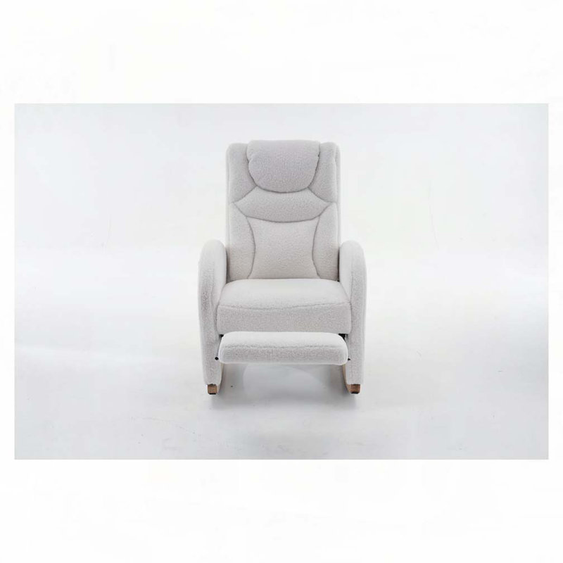 Chaise berçante rembourrée en tissu Teddy, Ivoire ivoire