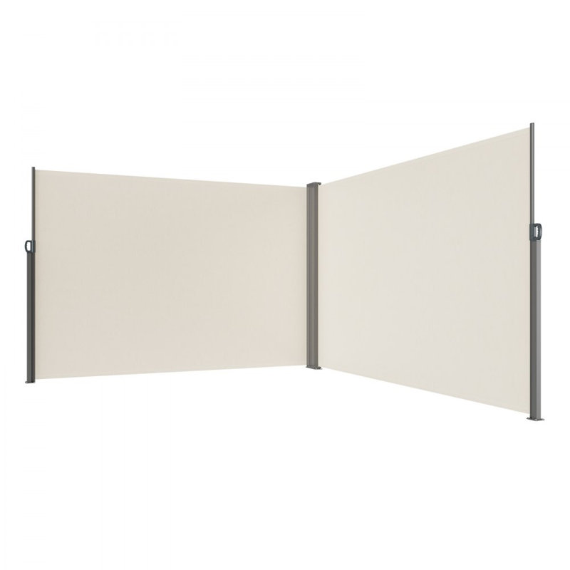 Manual Retraction Side Awning in Beige, White, 19.7' H x 6.56' W