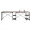 Bureau en L industriel en noyer avec tablettes de rangement