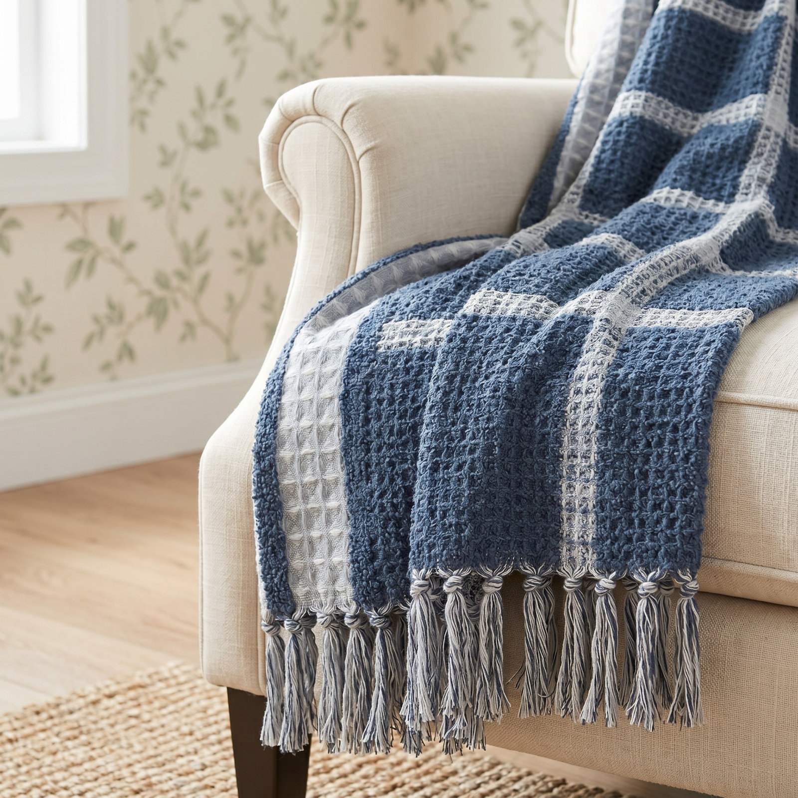 Angelica Throw Blanket, Navy Blue