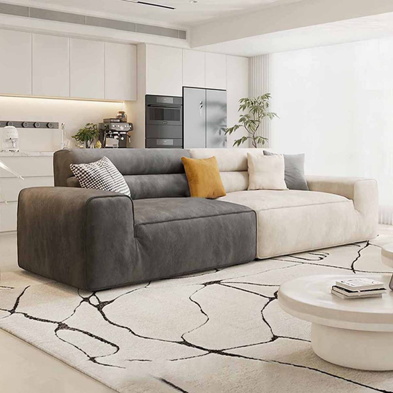Coussin modulaire gris et blanc 100% polyester, 3, H 29,53 po x l 94,49 po x P 39,37 po