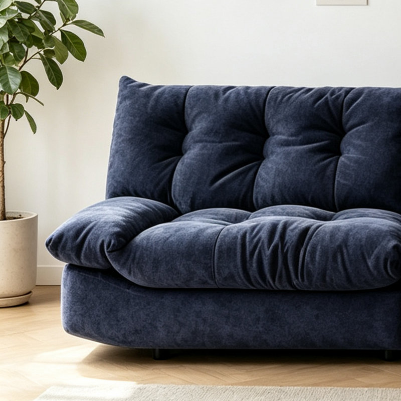 Canapé simple en tissu de style français, Tissu bleu foncé