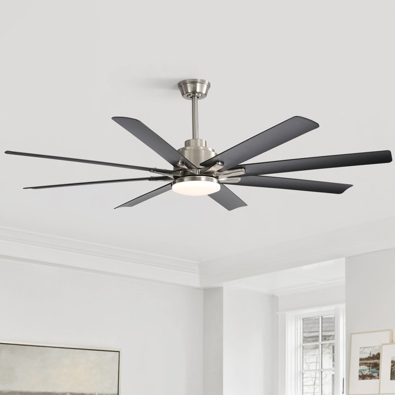 Ventilateur de plafond intelligent à 8 pales de 52 po avec lumière à DEL et à intensité variable, télécommande / application / moteur réversible Bartling