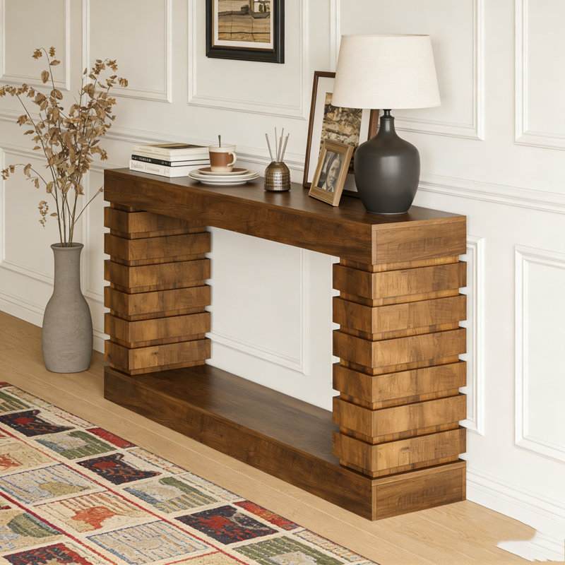 Table de canapé rectangulaire en bois pour le salon, Brun