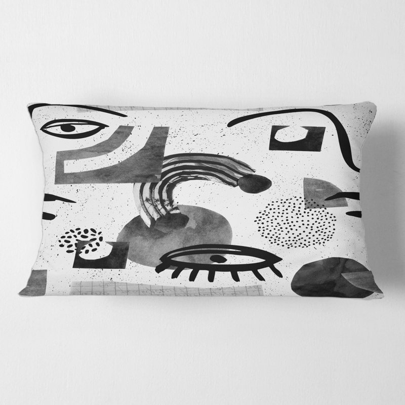 Housse et insert de coussin rectangulaire Collage of Eyes and Doodle II