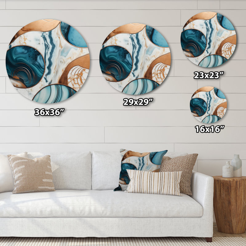 Décoration murale demi-cercle en marbre abstrait II, H 36 po x l 36 po x P 1 po