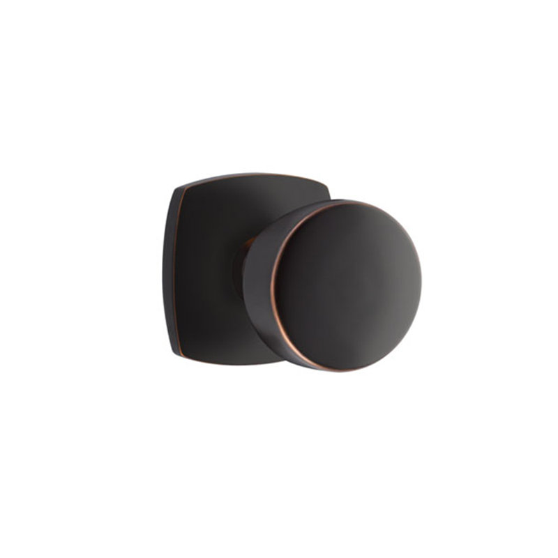 Ensemble de boutons d'intimité Emtek avec rosette Urban Modern et bouton Laurent, Bronze frotté à l'huile