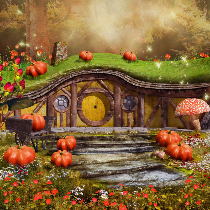 «Aviara Colorful Fairytale Cottage» par Fairytaledesign - impression sur toile tendue, H 12 po x l 12 po