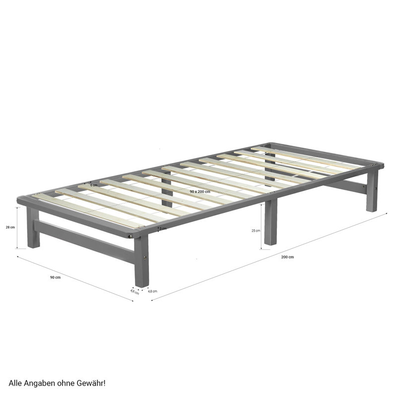 Genessa Solid Wood Bed, 90 x 200cm