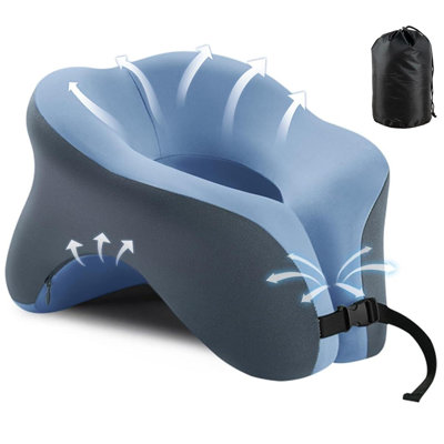 Travel Pillow For Airplanes With 360 Head Support,Memory Foam 2-In-1 Neck Pillow Airplane,Travel Neck Pillow With Storage Bag,Adjustable Clasp