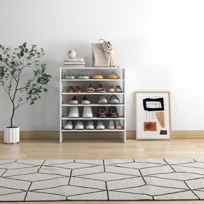 Range-chaussures empilable à 6 niveaux avec dispositif anti-basculement, étagères à chaussures multifonctionnelles pour placard, entrée, chambre à coucher et salon