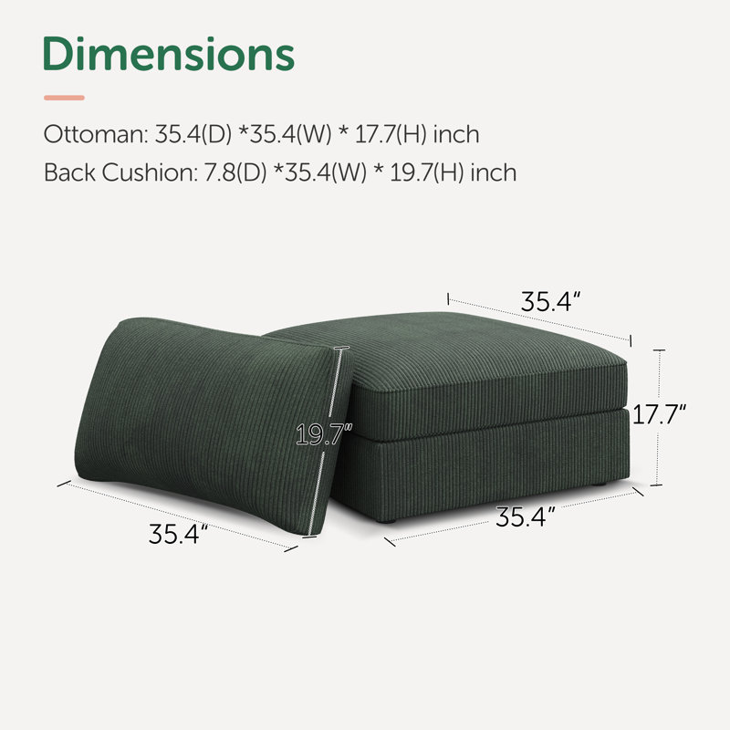 Module de repose-pieds modulaire en velours côtelé modulaire, Vert