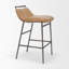 Tabouret de bar Mylo, hauteur totale 85 cm, assise en similicuir beige, structure en métal noir