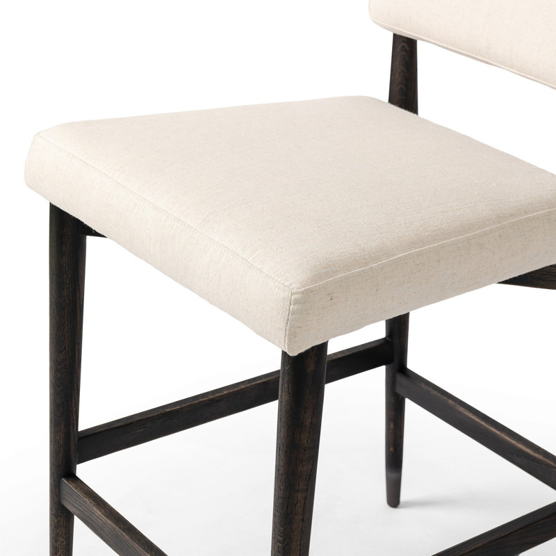 Anton Stool-Havana Brown-Bar, Beige Polyester Blend, Counter Stool (27" Seat Height)