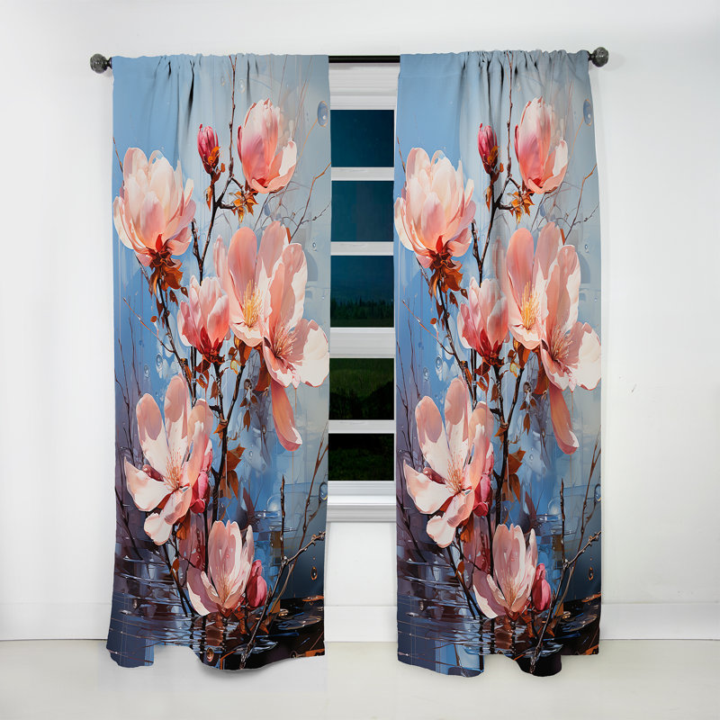 Rideau obscurcissant floral 1 pièce Khaleesah - Magnolias, L 52 po x L 120 po