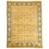 Hand Knotted Wool Area Rug in Gold And Red