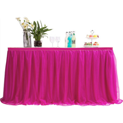 39" Tulle Table Skirts for Rectangle Square Round Tables, 2-Layer Grim Ruffle Tulle Tutu Cloth Table Skirt Decor Birthday Party Baby Shower Wedding Halloween Cake Dessert Tables No Table Cover, Ocean Blue