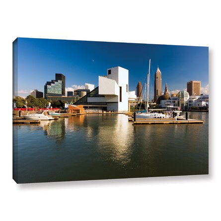 Cleveland Skyline 5 Gallery Wrapped Floater-Framed Canvas