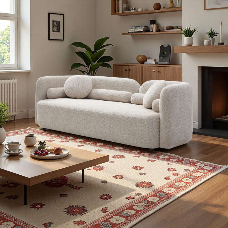 Canapé 88 po 88 po avec 4 coussins décoratifs, Beige, H 34,65 po x l 88,58 po x P 28,35 po